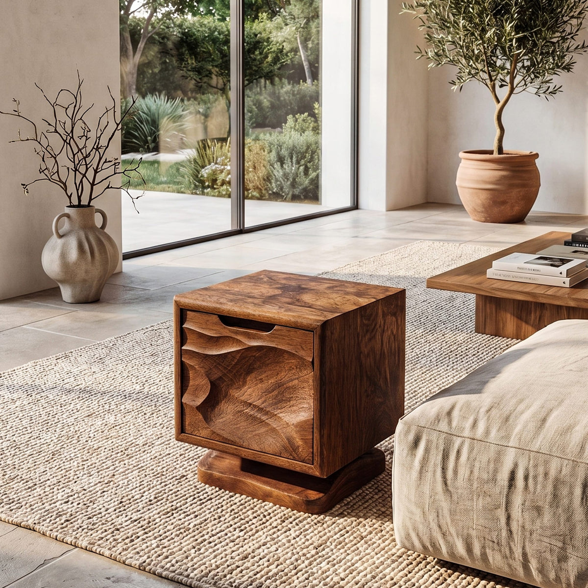 Solid Open Storage Nightstand