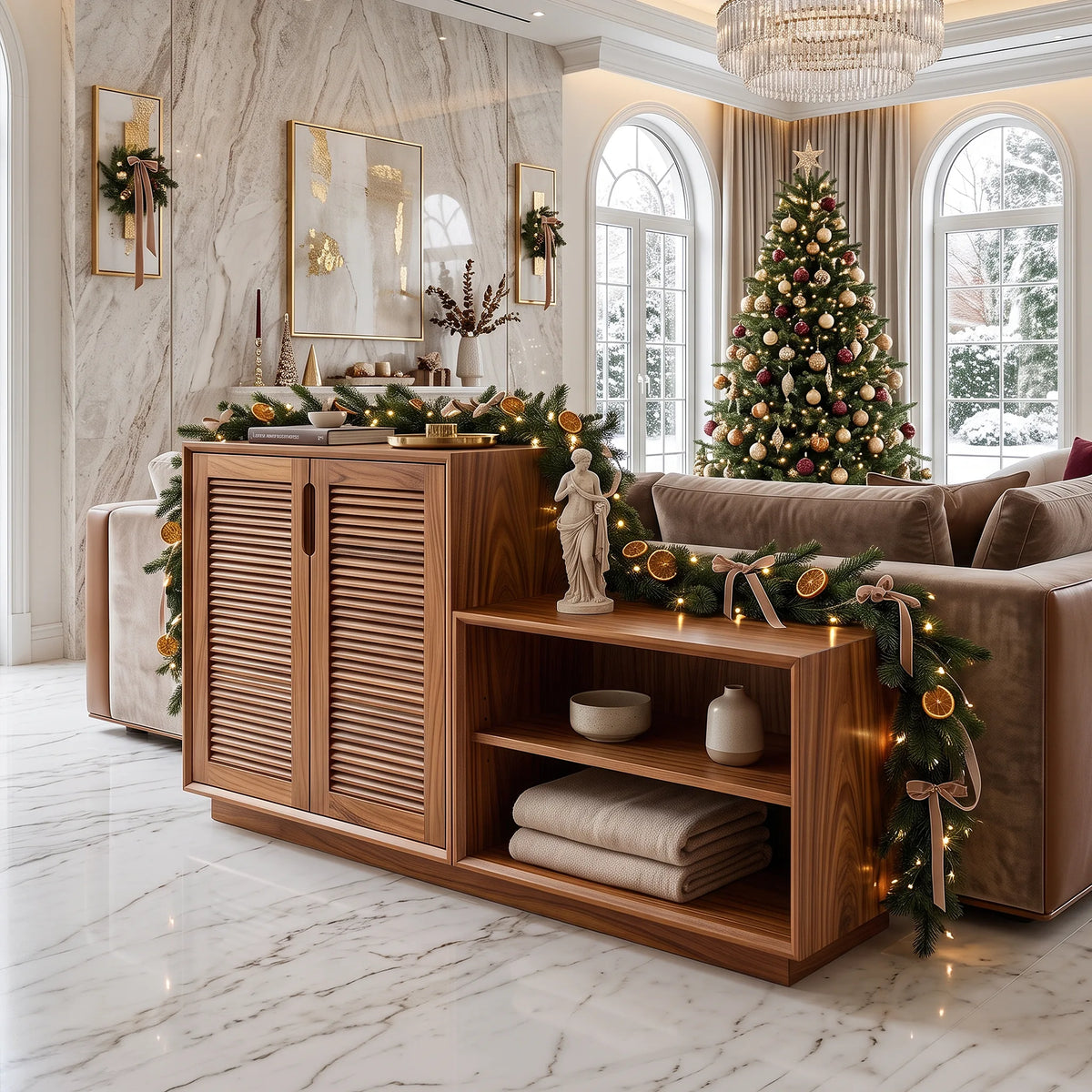 Modern Storage Cabinet Nutcracker Decor, solid wood, built to order