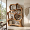 Organic Flow Bookcase for Cozy Reading Corner, solid wood, built to order