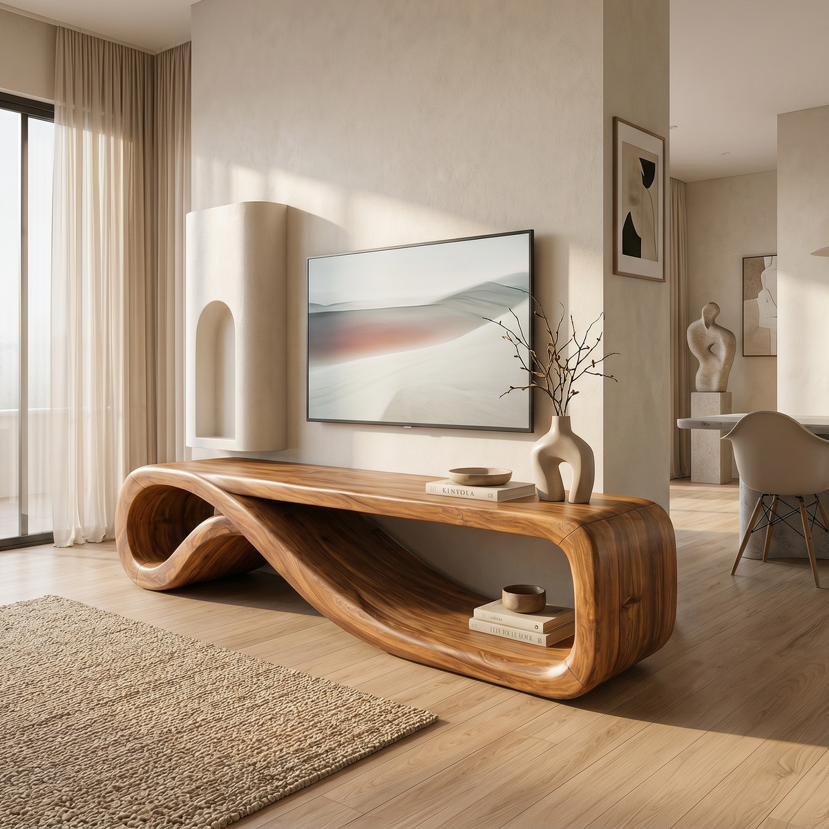 Modern Entertainment Center Sculptural Furniture, solid wood, built to order