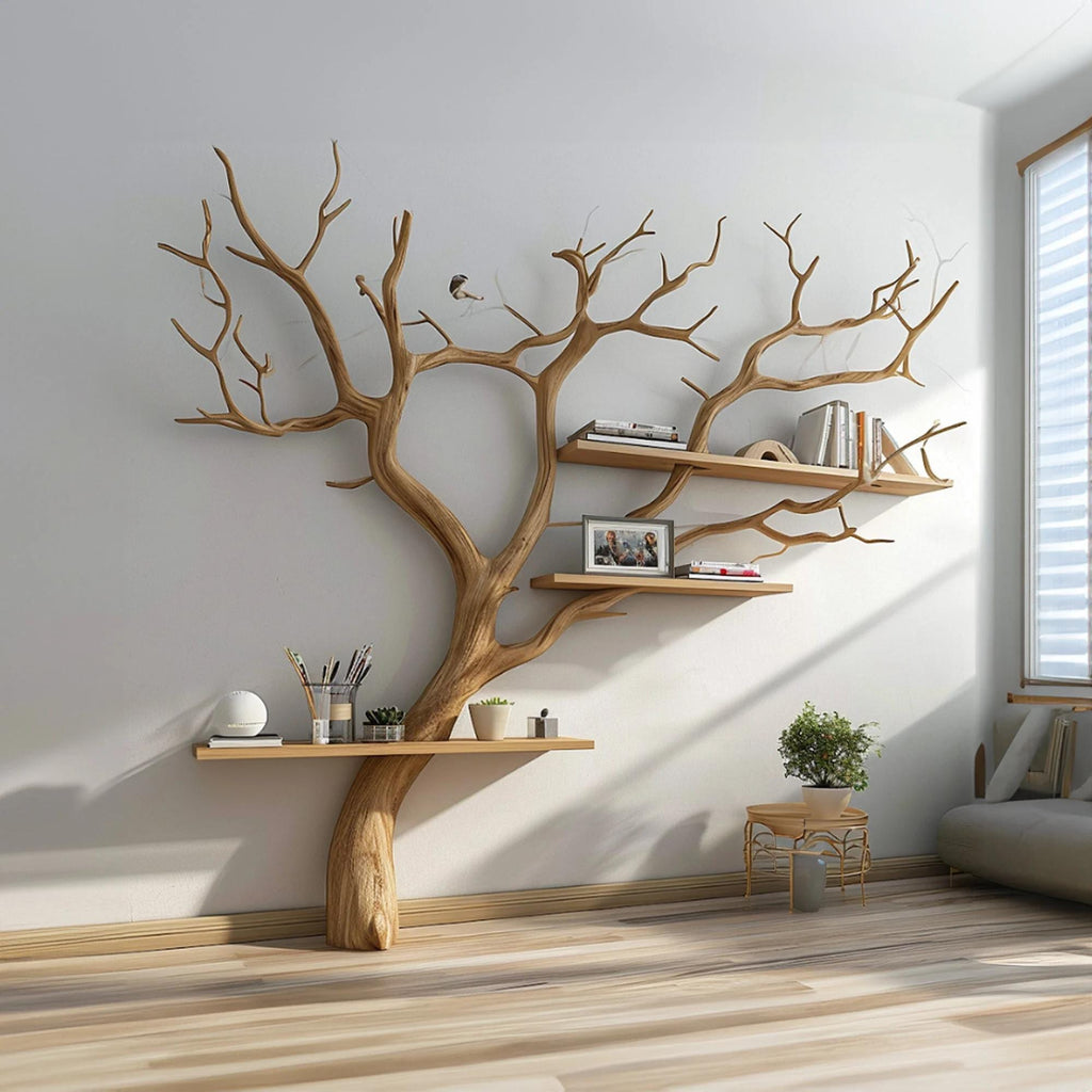 Tree Branches Wall Bookshelf Decorations, solid wood, built to order