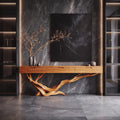 Mid Century Live Edge Entryway Table, solid wood, built to order