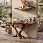 Organic Modern Tree Base Console Table Entryway, solid wood, built to order