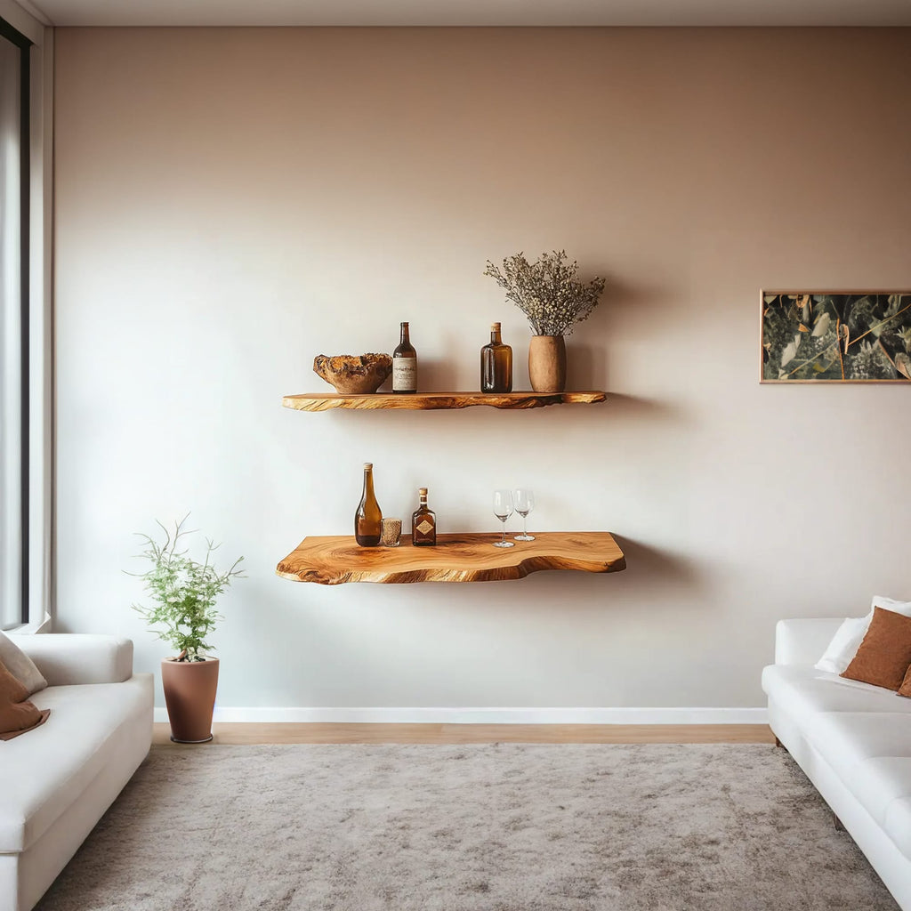 Custom Floating Shelves Wall Shelves Rustic Decor Office Gift, solid wood, built to order