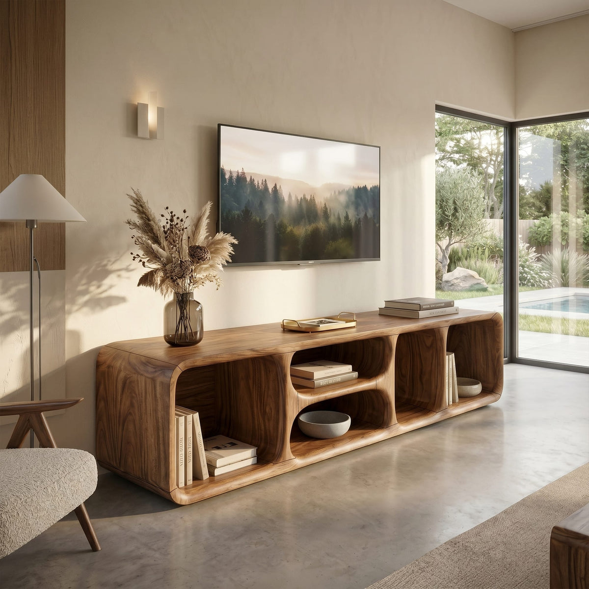 Contemporary TV Unit Interior, solid wood, built to order