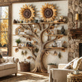 Wall Mount Floating Shelf Wood Tree Bookshelf, solid wood, built to order