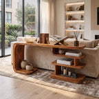 Contemporary Layered Shelf Console, solid wood, built to order