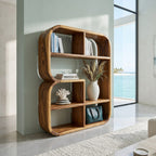 Modern Curved Bookshelf in Style, solid wood, built to order
