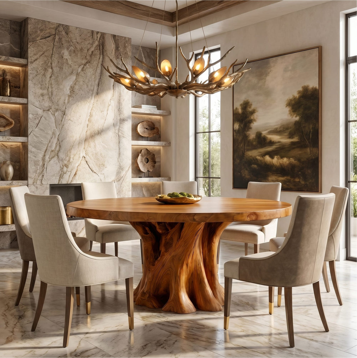 Round Solid Sculptural Dining Table