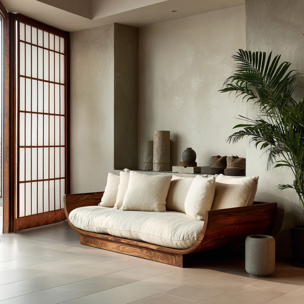 Wooden Sofa with Curved Form, solid wood, built to order