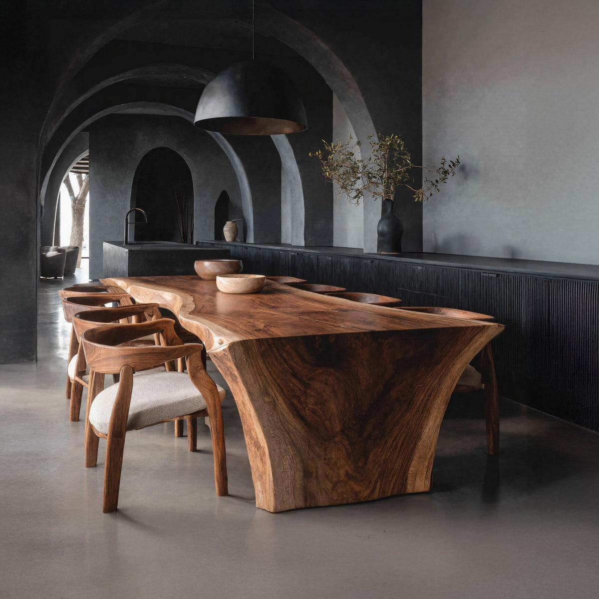 Organic Wooden Dining Table with Live Edge, solid wood, built to order