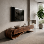 Organic Modern Cantilever TV Console, solid wood, built to order