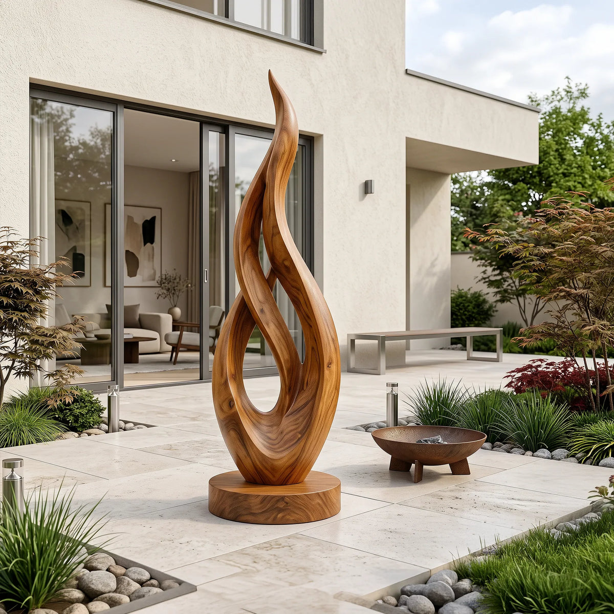 Japandi Twisted Wood Sculpture, solid wood, built to order