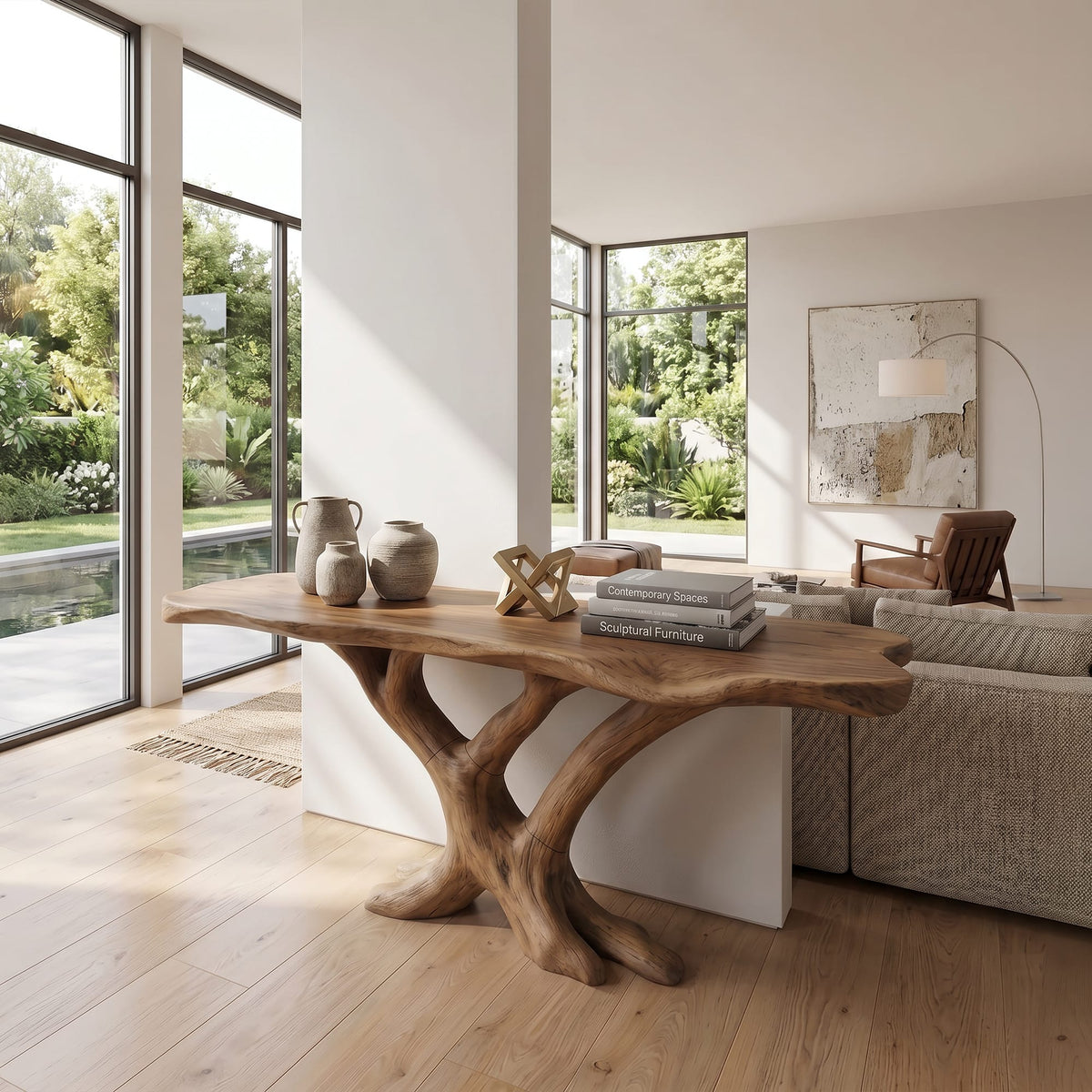Contemporary Loop Console Table Hallway, solid wood, built to order