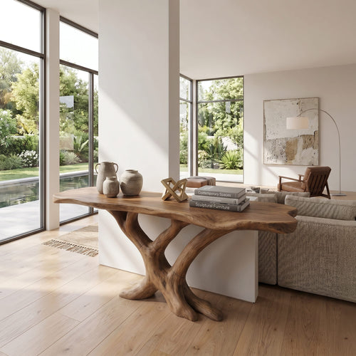 Contemporary Loop Console Table Hallway, solid wood, built to order
