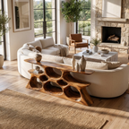 Elegant Wooden Console Table with Sculptural Shelves, solid wood, built to order