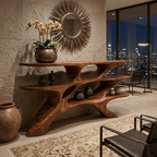 Minimalist Sculptural Console Table, solid wood, built to order