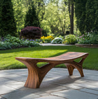 Contemporary Sculptural Outdoor Bench, solid wood, built to order