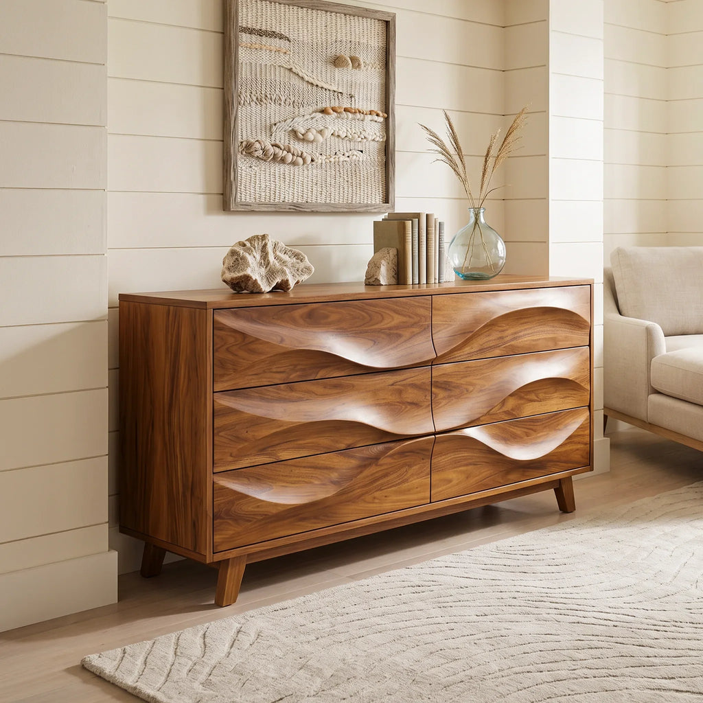 Minimalist Wave Closet Dresser, solid wood, built to order