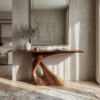 Mid Century Raw Edge Entry Table, solid wood, built to order