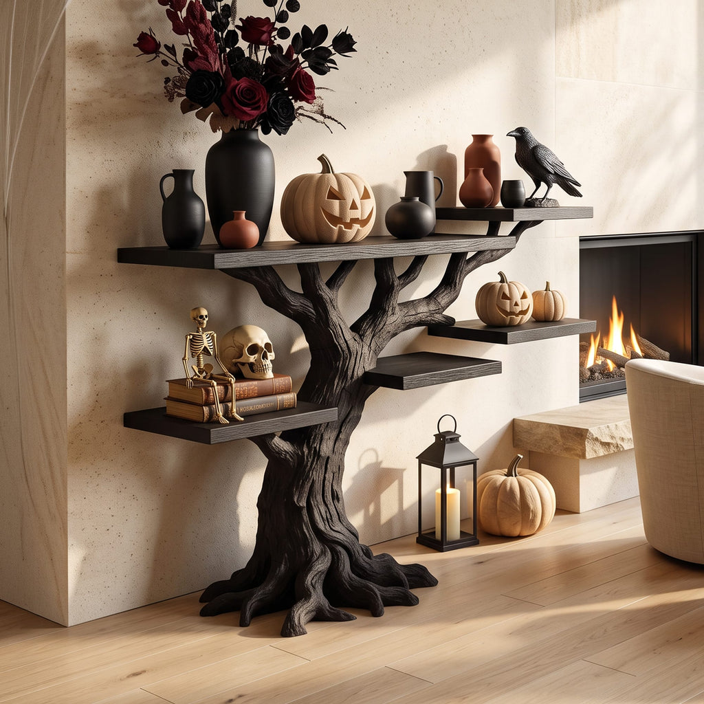 Minimalist Twisted Tree Accent Table for Witchy Vibes, solid wood, built to order