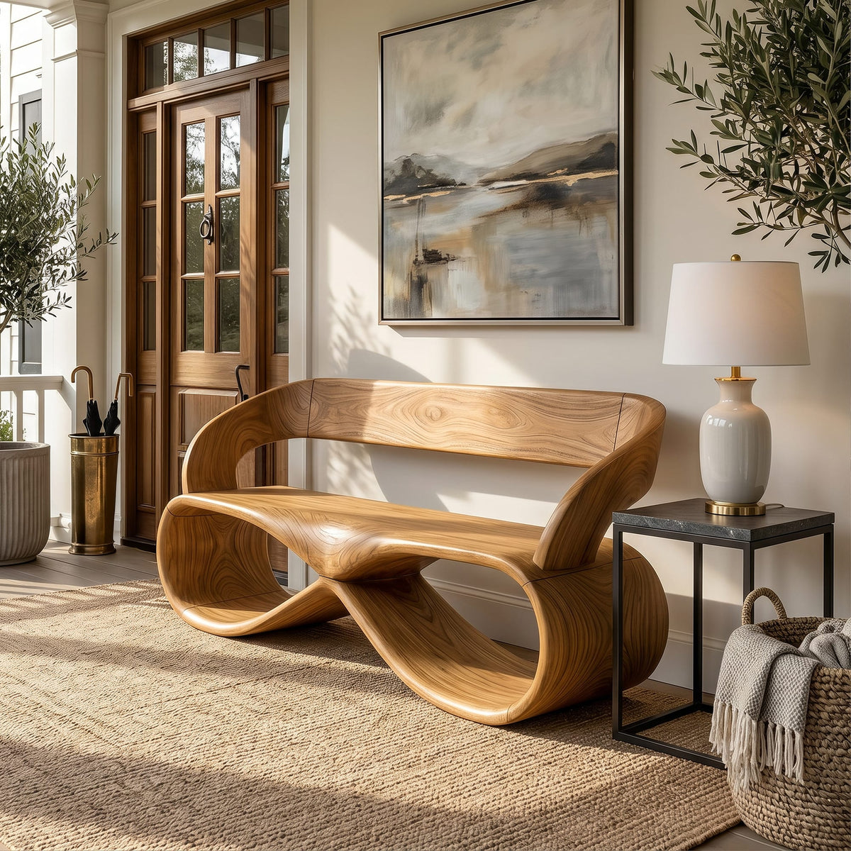 Solid Bench Designer Interior, solid wood, built to order