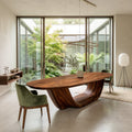 Contemporary Open Base Oval Dining Table, solid wood, built to order