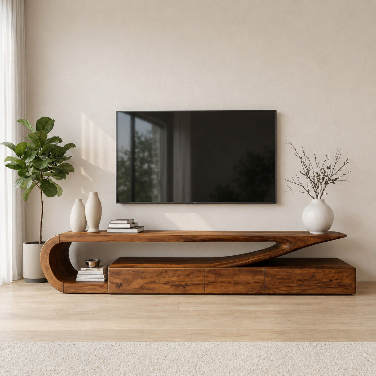 Minimalist TV Console, solid wood, built to order