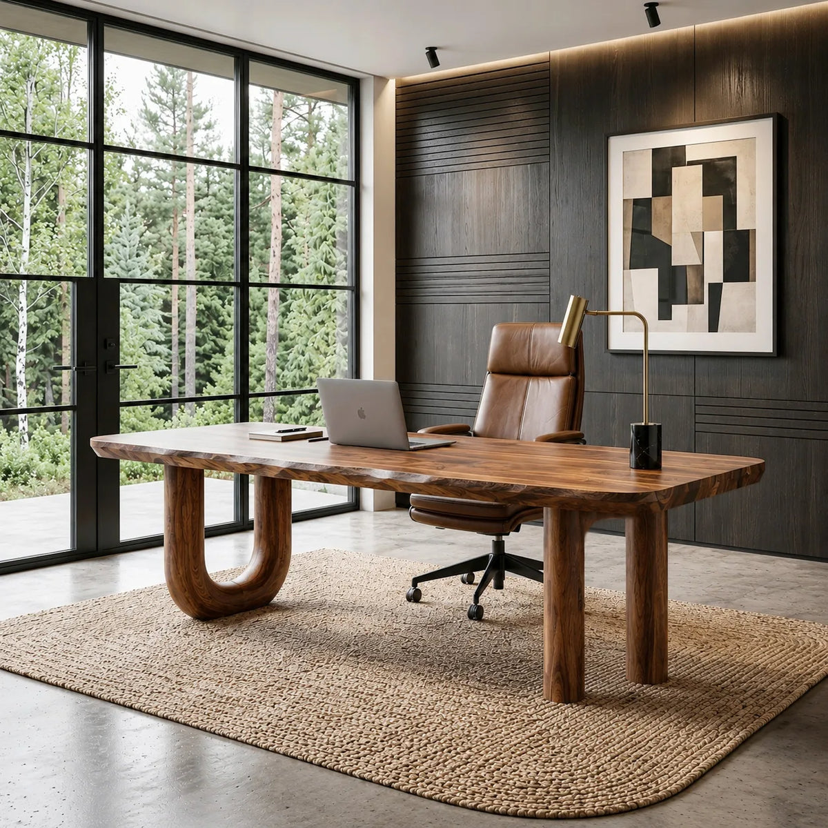 Organic U-shaped Leg Desk, solid wood, built to order