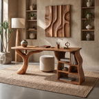 Artistic Sculptural Writing Desk Home Office Bedroom, solid wood, built to order