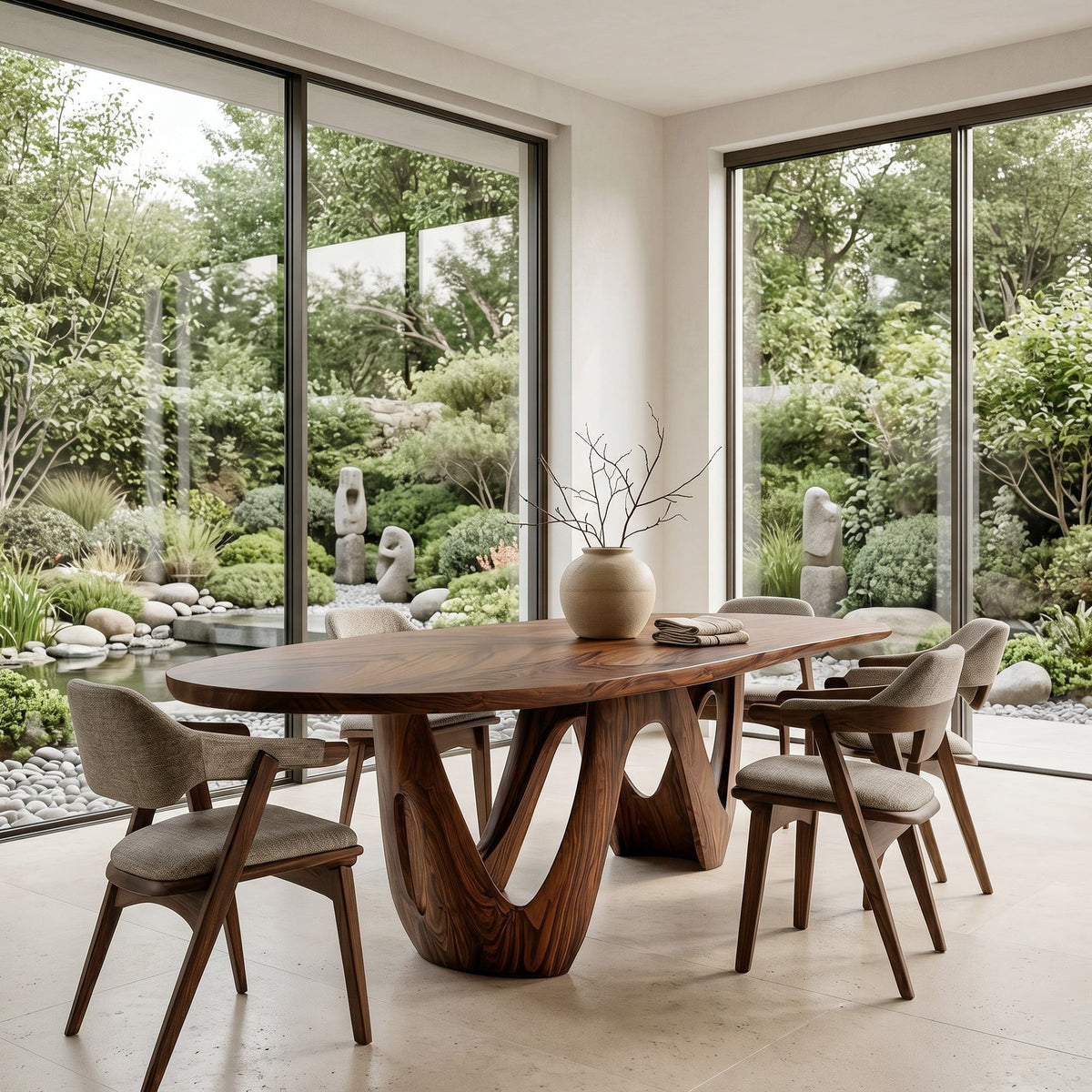 Artistic W-shape Leg Dining Table, solid wood, built to order