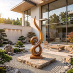 Japandi Abstract Swirl Wooden Sculpture, solid wood, built to order