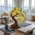 Japandi Bonsai Tree Table Lamp for Nightstand, solid wood, built to order