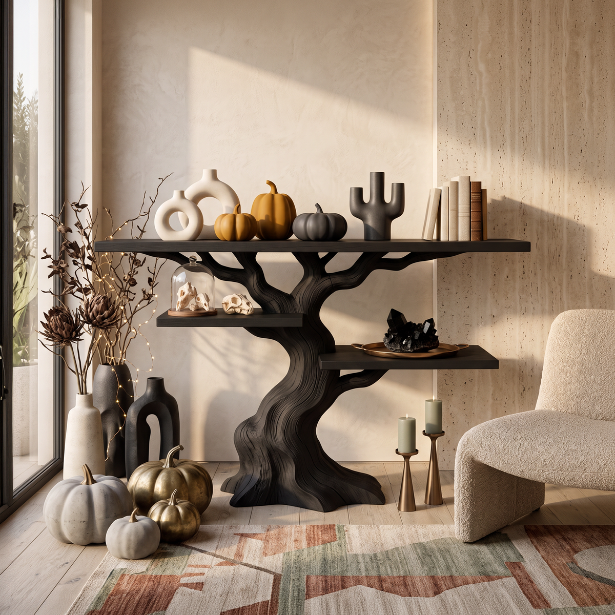 Organic Twisted Tree Sofa Table, solid wood, built to order