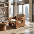 Contemporary Curved Armchair Executive Office Lounge, solid wood, built to order