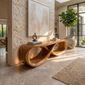 Curved Wooden Bench Residence, solid wood, built to order