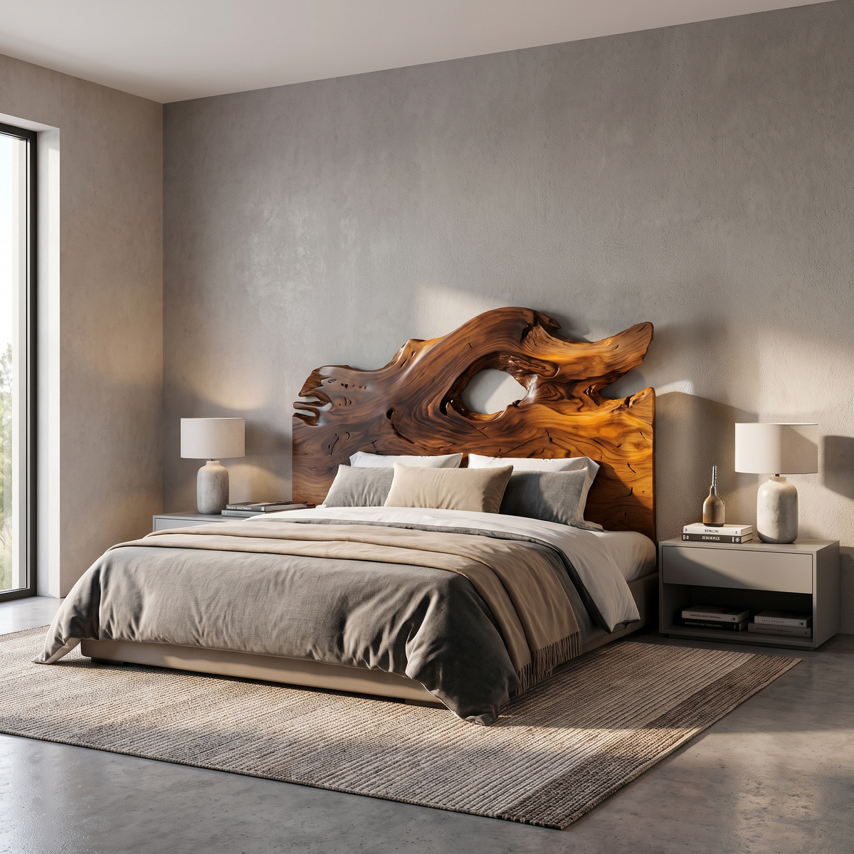 Organic Driftwood Headboard Wooden Bed Headboard, solid wood, built to order