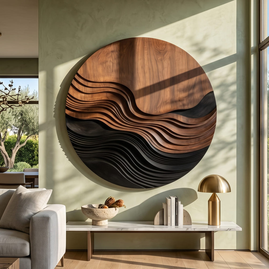 Contemporary Wave Pattern Wall Art, solid wood, built to order