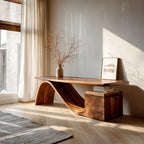 Organic Wooden Desk with Undulating Base, solid wood, built to order