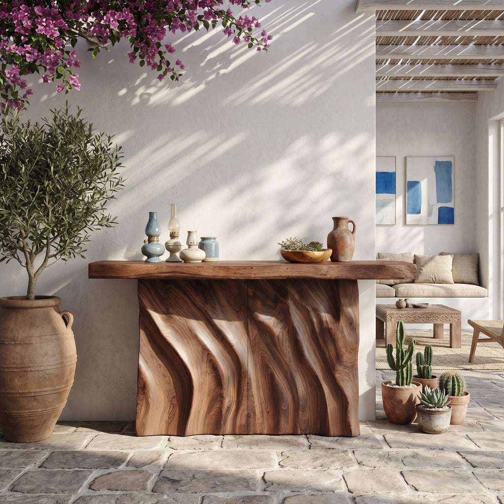 Contemporary Live Form Hall Table, solid wood, built to order