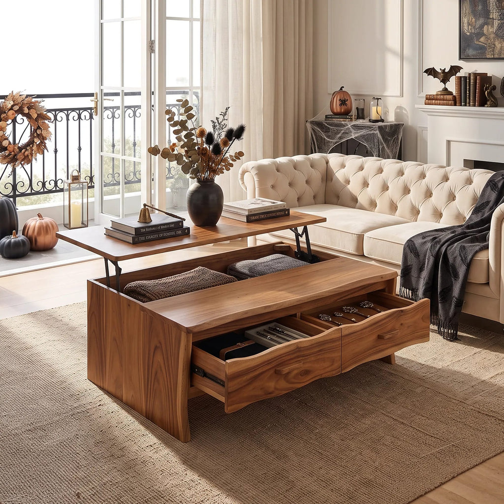 Contemporary Lift Top Coffee Table City Apartment, solid wood, built to order