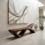 Wooden Bench with Fish Tail Shape, solid wood, built to order