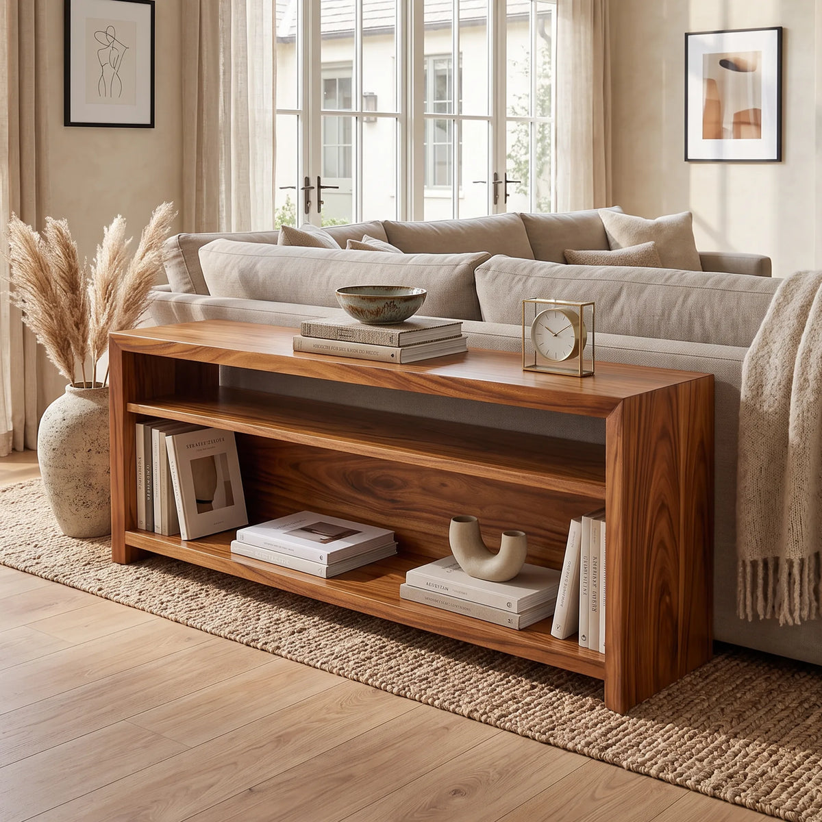Organic Open Frame Console, solid wood, built to order