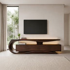 Curved Wooden TV Console, solid wood, built to order