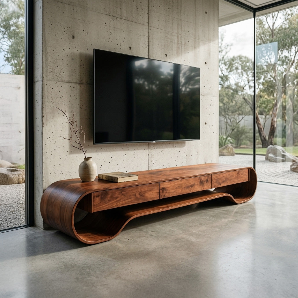 Curved Storage TV Cabinet