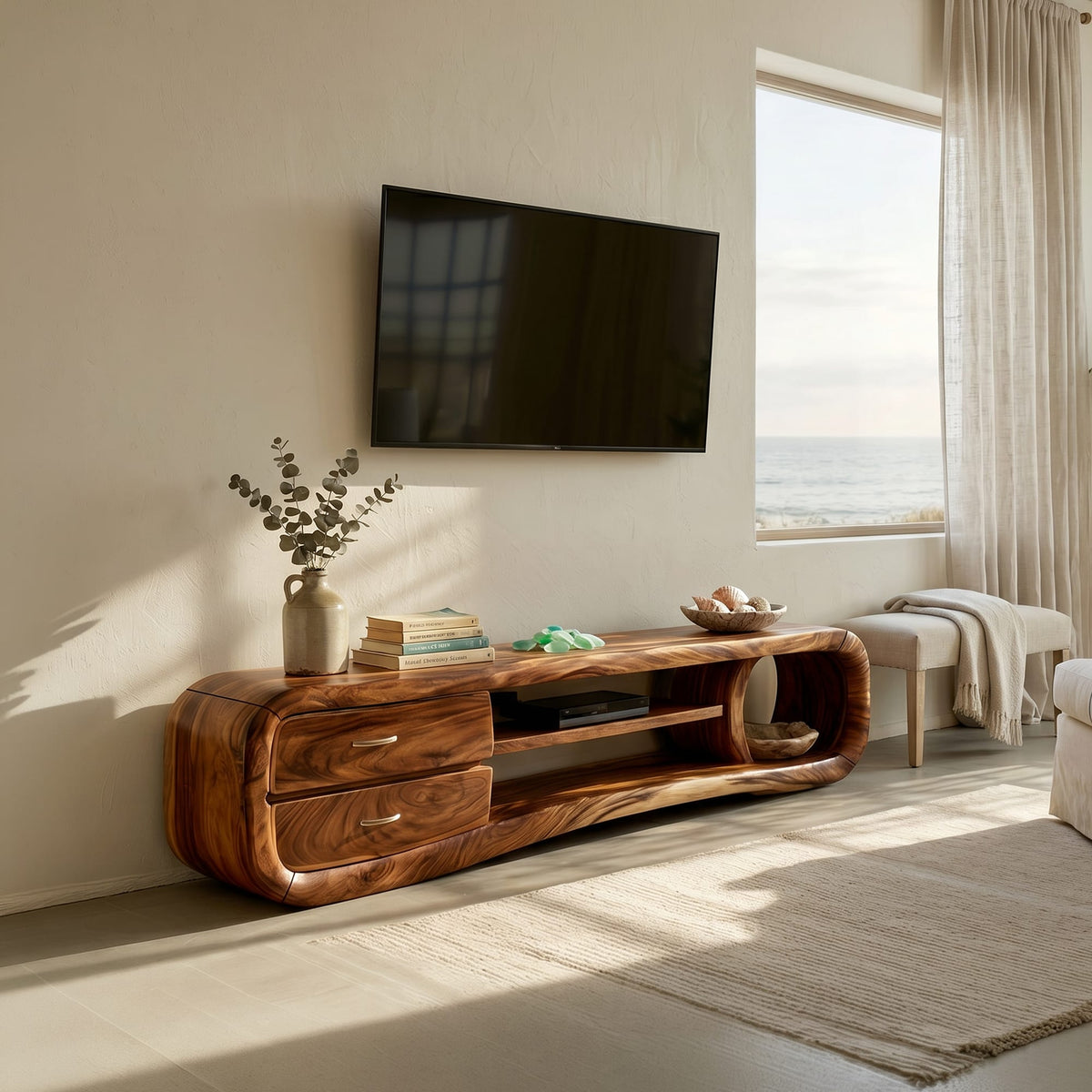 Media Console Contemporary Living Space, solid wood, built to order