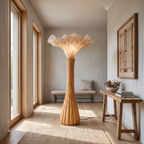 Japandi Floor Lamp Sculptural Mushroom Form Bedroom, solid wood, built to order