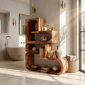 Contemporary Wave Edge Bookcase in Finish, solid wood, built to order