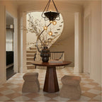 Contemporary Organic Round Entryway Foyer Table, solid wood, built to order