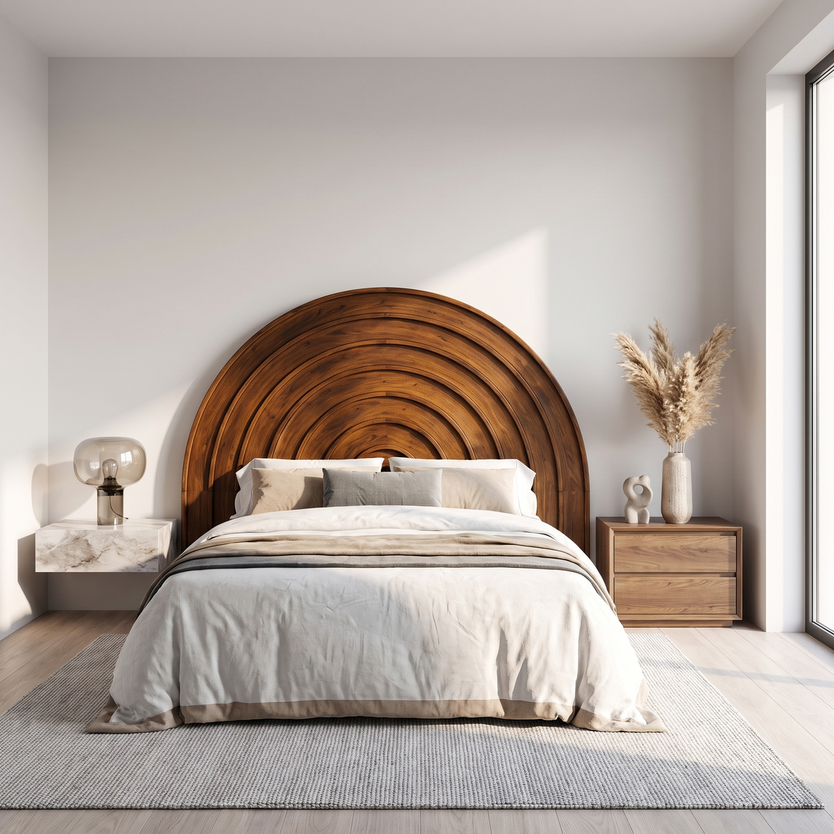 Contemporary Arched Headboard Bed Headboard, solid wood, built to order